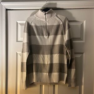 American Eagle Outfitters Men's Zip-Up Sweater in Gray and Cream